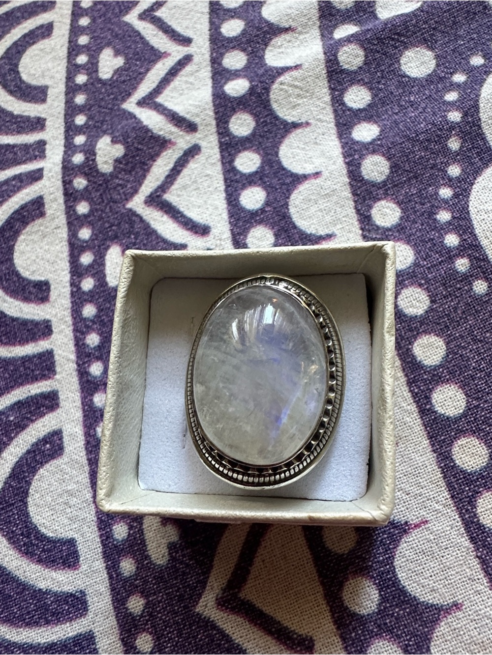 Moonstone Oval Statement Ring in Silver